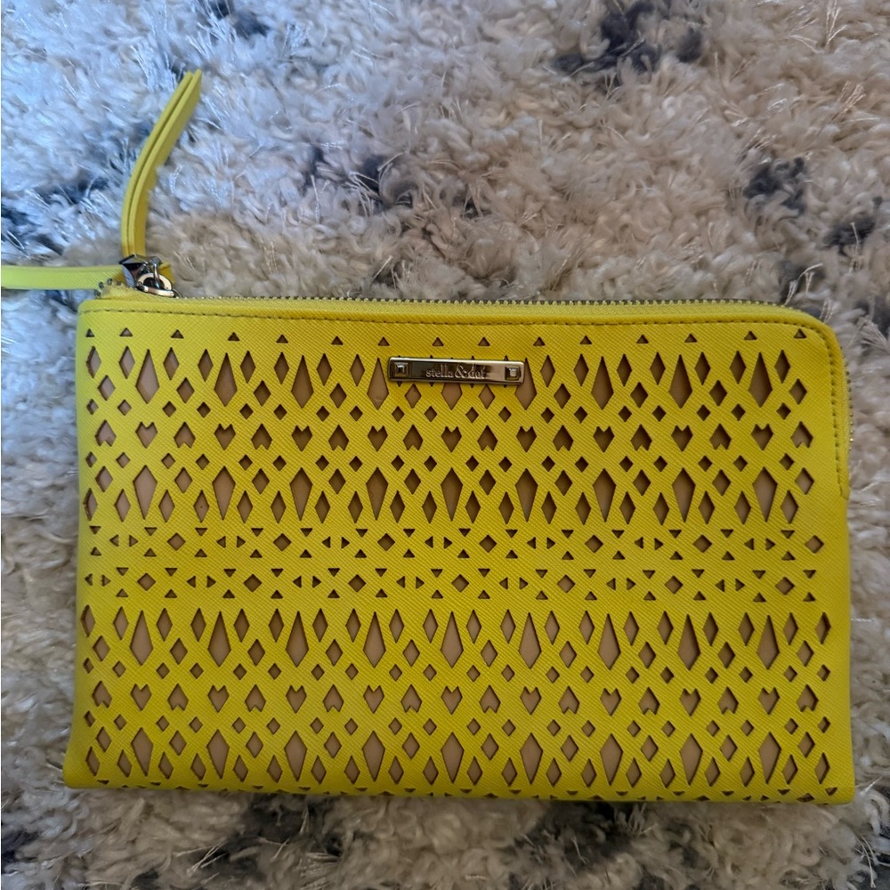 Stella and Dot Yellow Laser-Cut Clutch